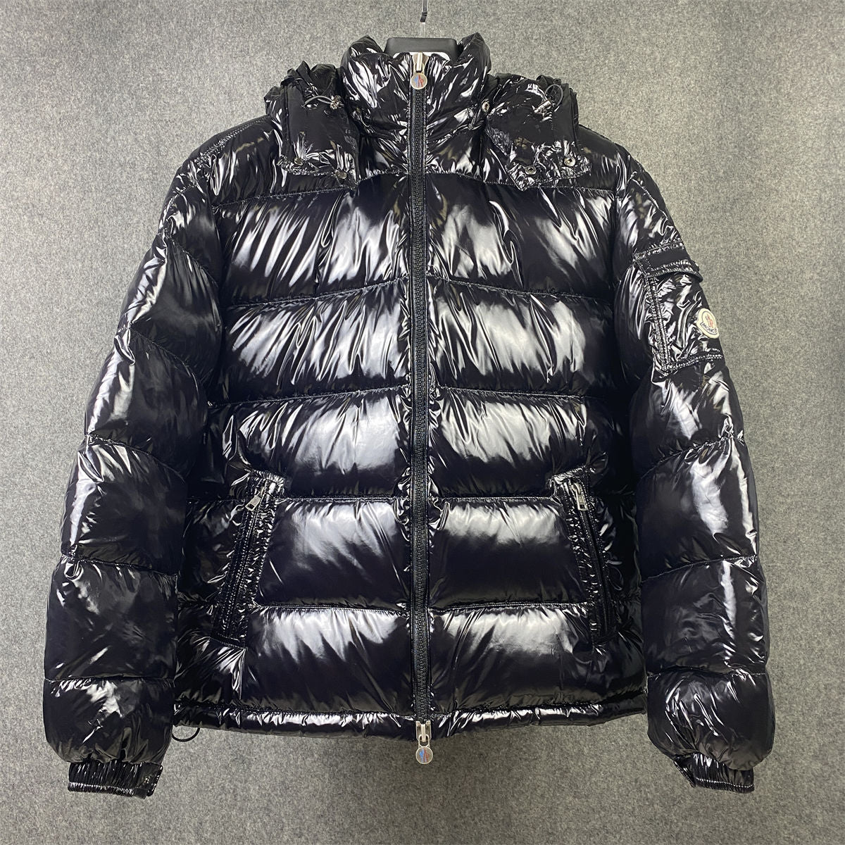 Moncler Bady Hooded Shiny Full Zip Jacket 'Black'