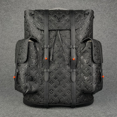 Black & Orange Taurillon Leather Monogram Christopher Backpack