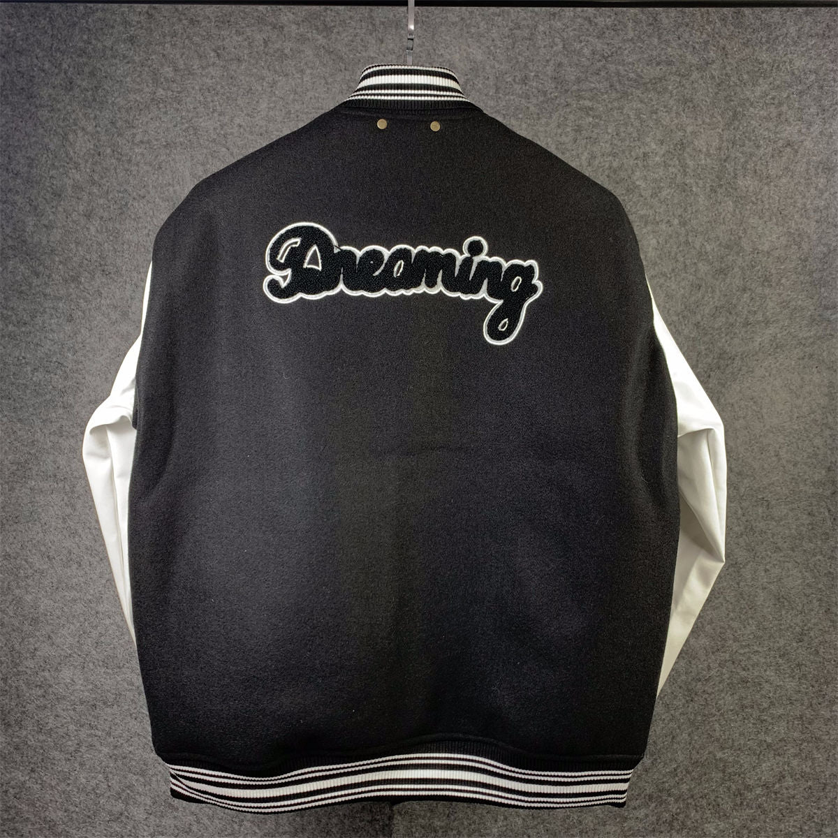 Varsity Leather Jacket 'BLACK'