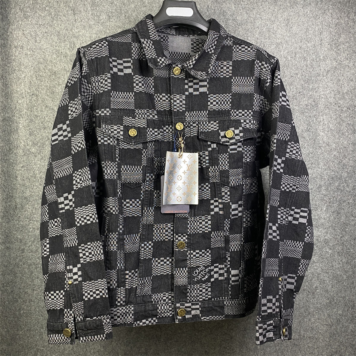 LVT Distorted Damier Denim Jacket 'Black/Grey'