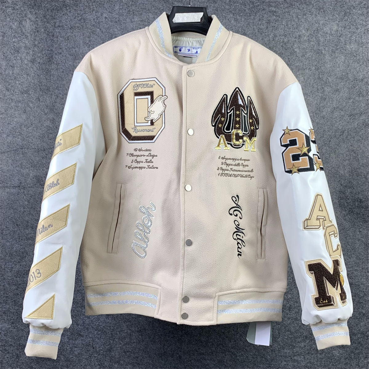 OW x AC Varsity Jacket 'Cream/White'