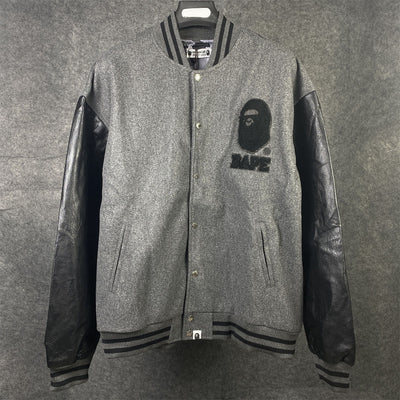 BAPE X UNDEFEATED VARSITY JACKET 'BLACK GRAY'