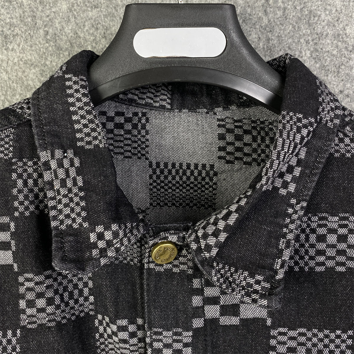 LVT Distorted Damier Denim Jacket 'Black/Grey'