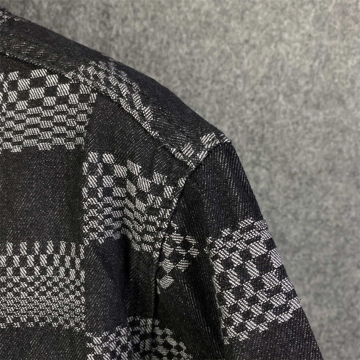 LVT Distorted Damier Denim Jacket 'Black/Grey'