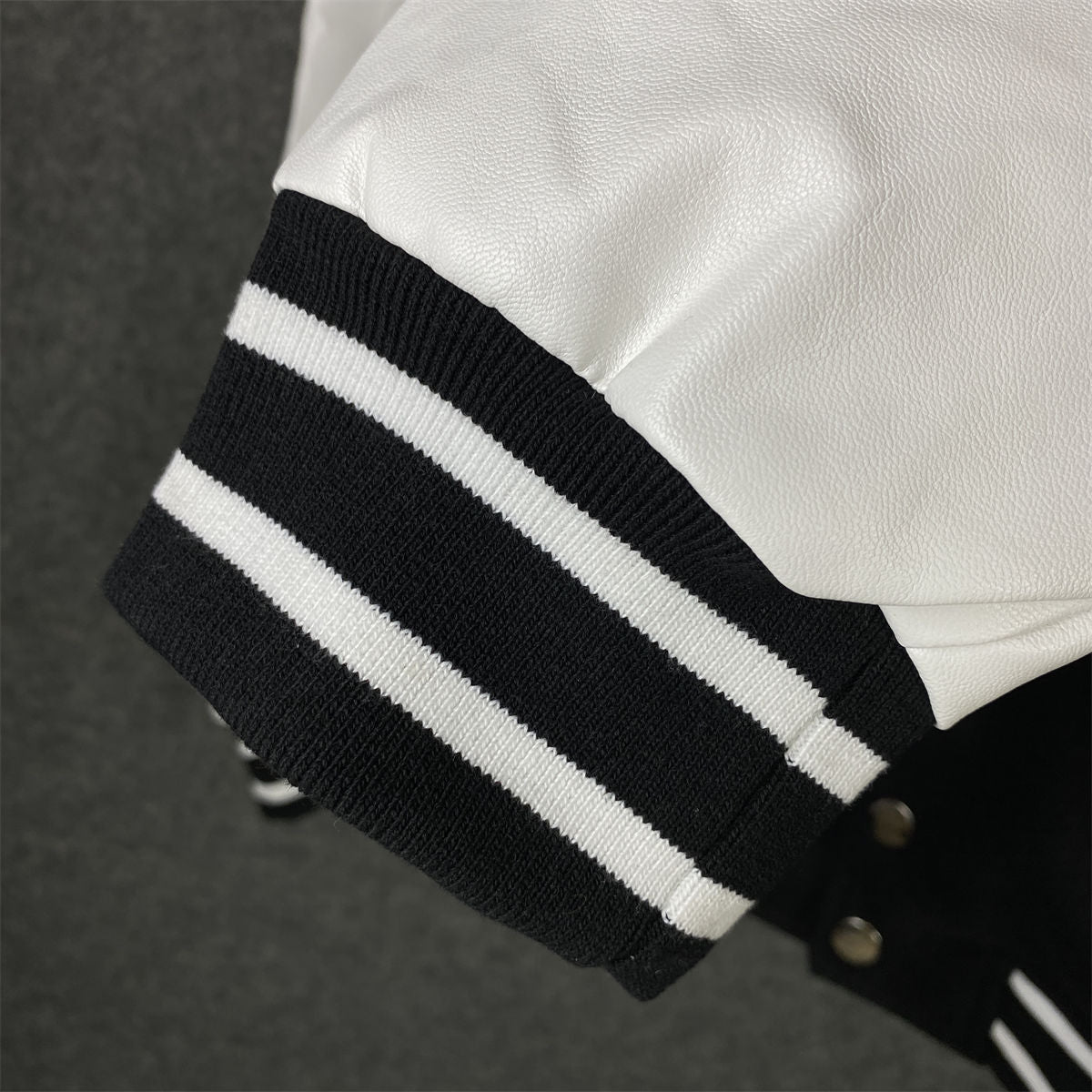 Wool & Leather Varsity Jacket 'Black'