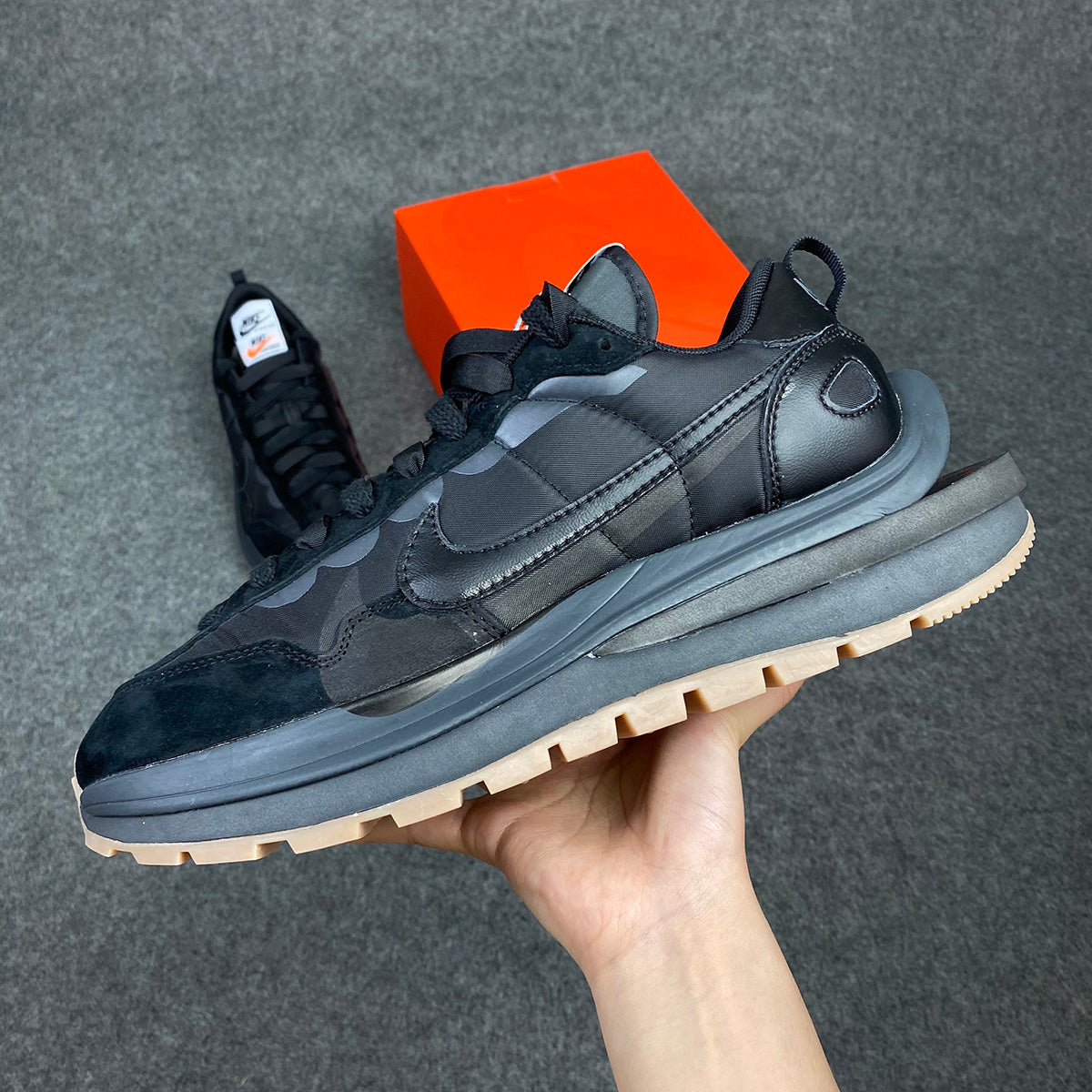 Sacai x VaporWaffle 'Black Gum'